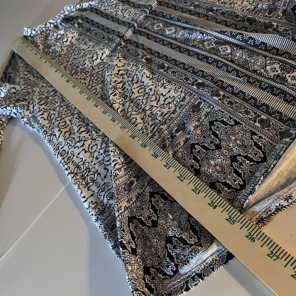 Style & Co Blouse Women's Size XL Floral Long Sleeve Boho Blue & White - Picture 9 of 9